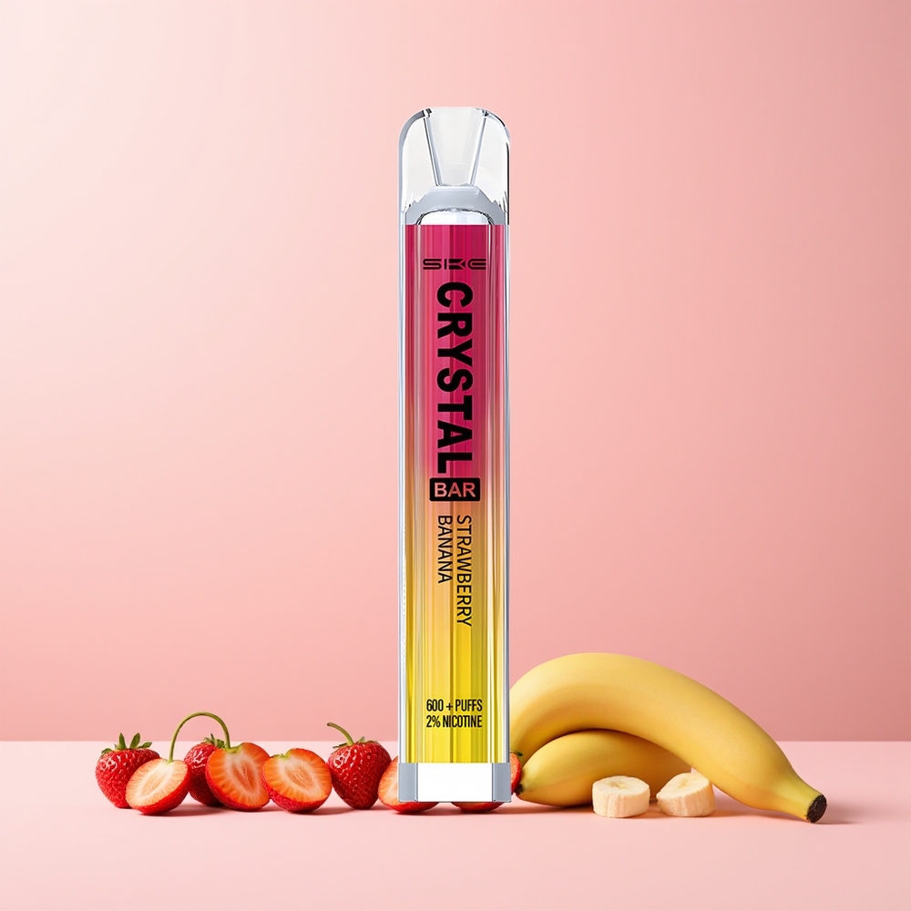 SKE Crystal BAR 600 Norge Engros Jordbær Banan 0% Nikotin 600 Puffs 2.0ml