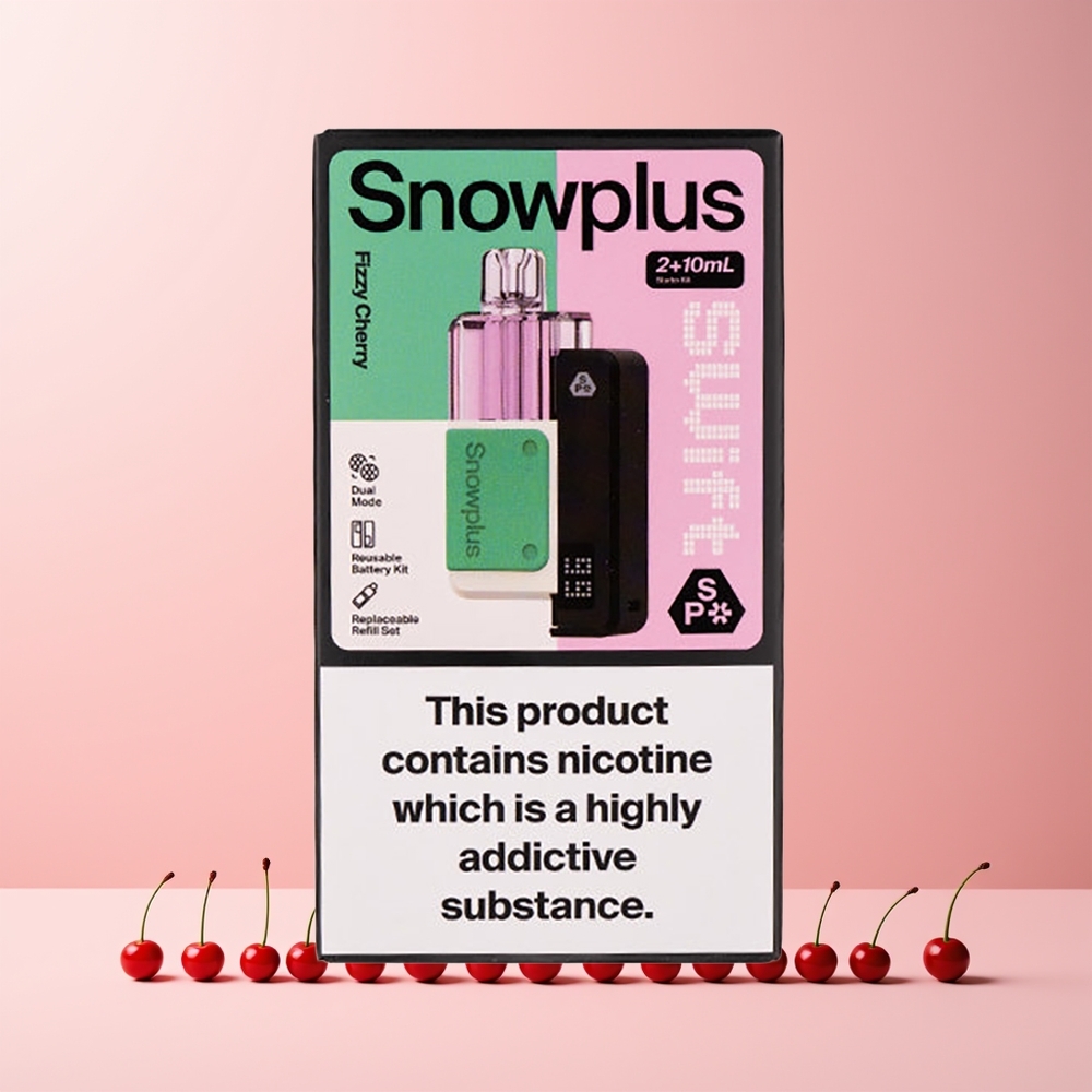 Snowplus Swift 5000 Puffs Dual Mesh 1000mAh 2+10ml Fizzy Kirsebær Norge Engros