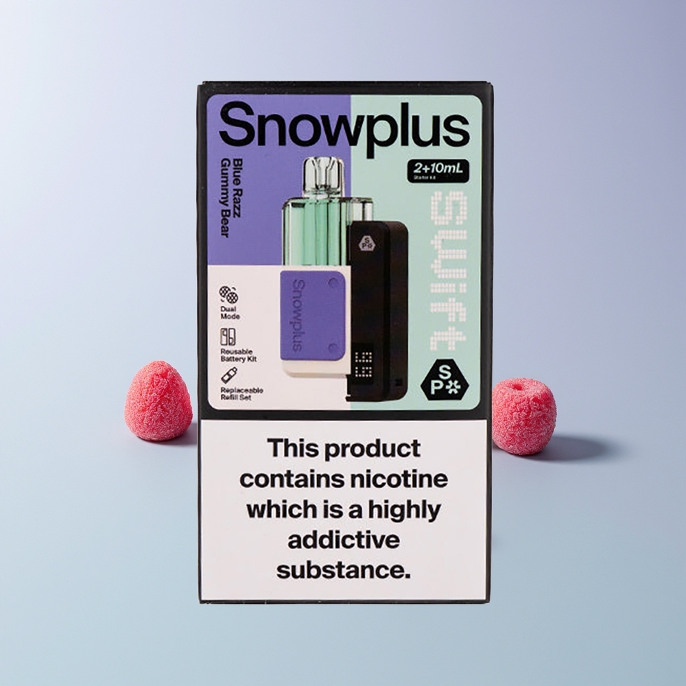 Snowplus Swift 5000 Puffs Dual Mesh 1000mAh Blå Razz Gummy Bear Norge Engros
