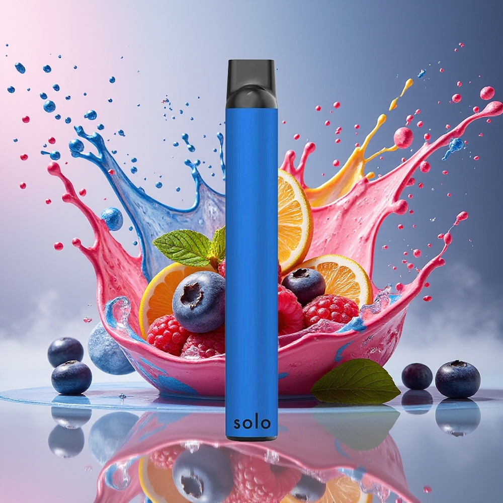 Solo 1000 Puffs Engangs Vape Blåbær Bringebær Norge Engros Mesh 3.5ml 550mAh