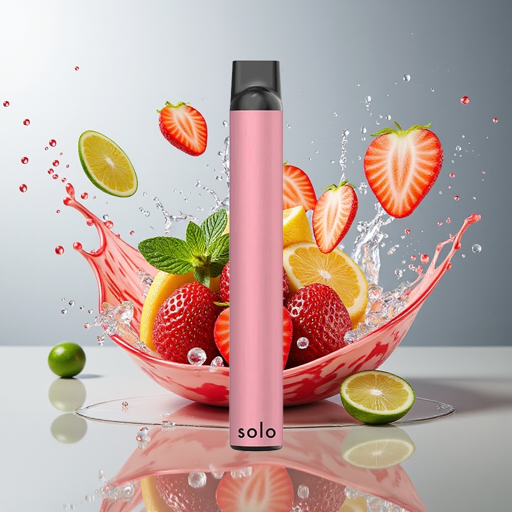 Solo 1000 Puffs Engangs Vape Jordbær Mynte Norge Engros Mesh 3.5ml 550mAh