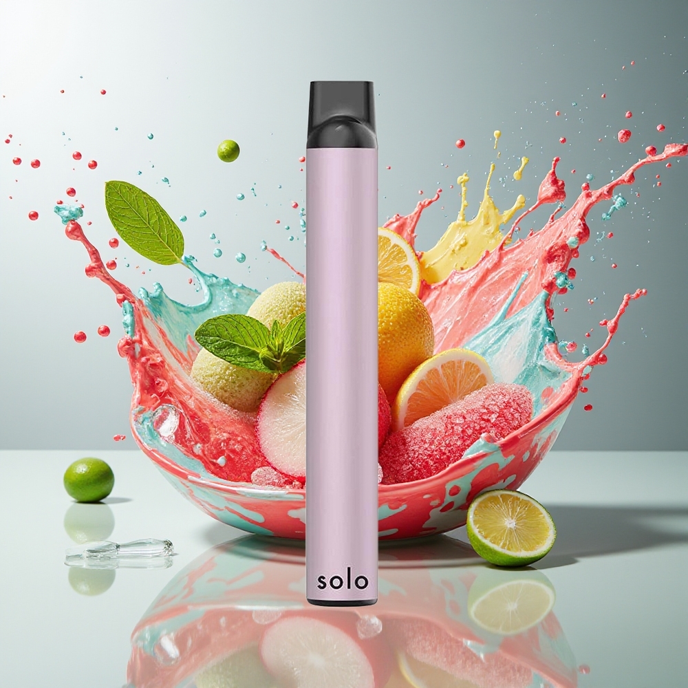 Solo 1000 Puffs Engangs Vape Litchi Mynte Norge Engros Mesh 3.5ml 550mAh