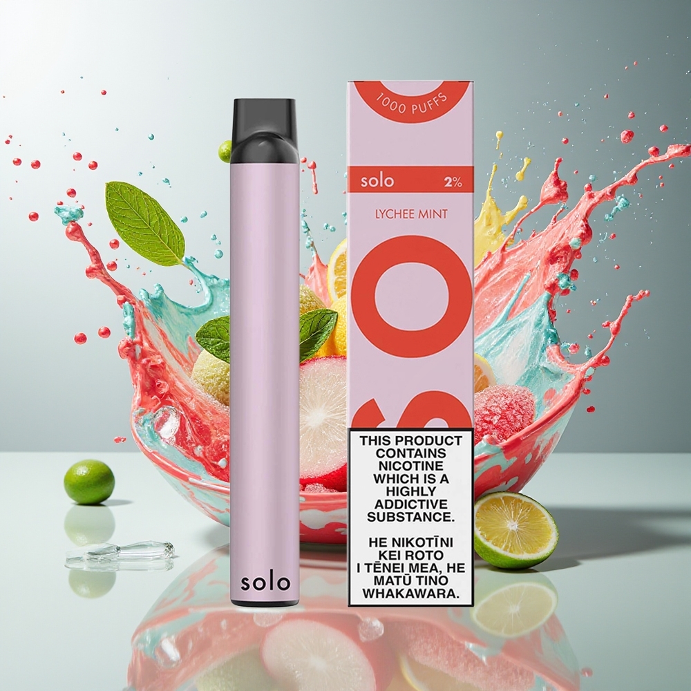 Solo 1000 Puffs Engangs Vape Litchi Mynte Norge Engros Mesh 3.5ml 550mAh
