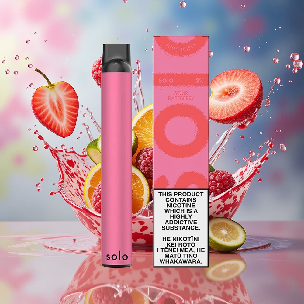 Solo 1000 Puffs Engangs Vape Sur Bringebær Norge Engros Mesh 3.5ml 550mAh