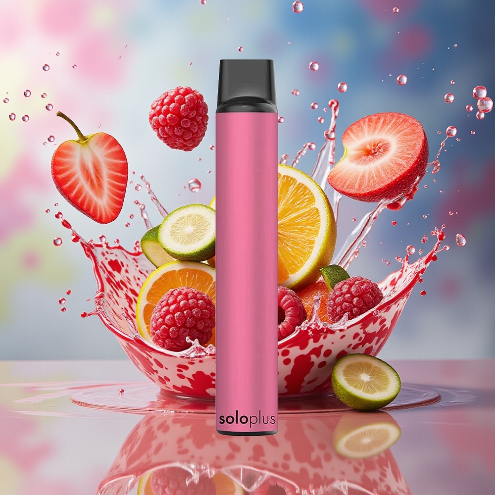 Solo Plus 2800 Puffs Engangs Vape Sure Bringebær Norge Engros 6.5ml 950mAh