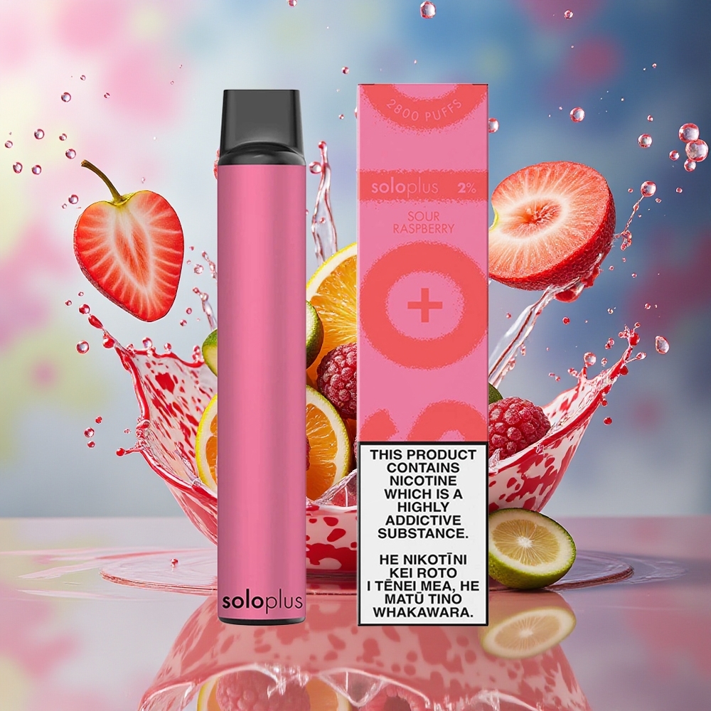 Solo Plus 2800 Puffs Engangs Vape Sure Bringebær Norge Engros 6.5ml 950mAh