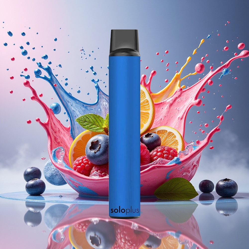 Solo Plus 2800 Puffs Norge Engros Blåbær Bringebær Engangsdamper 6.5ml 950mAh Mesh Coil