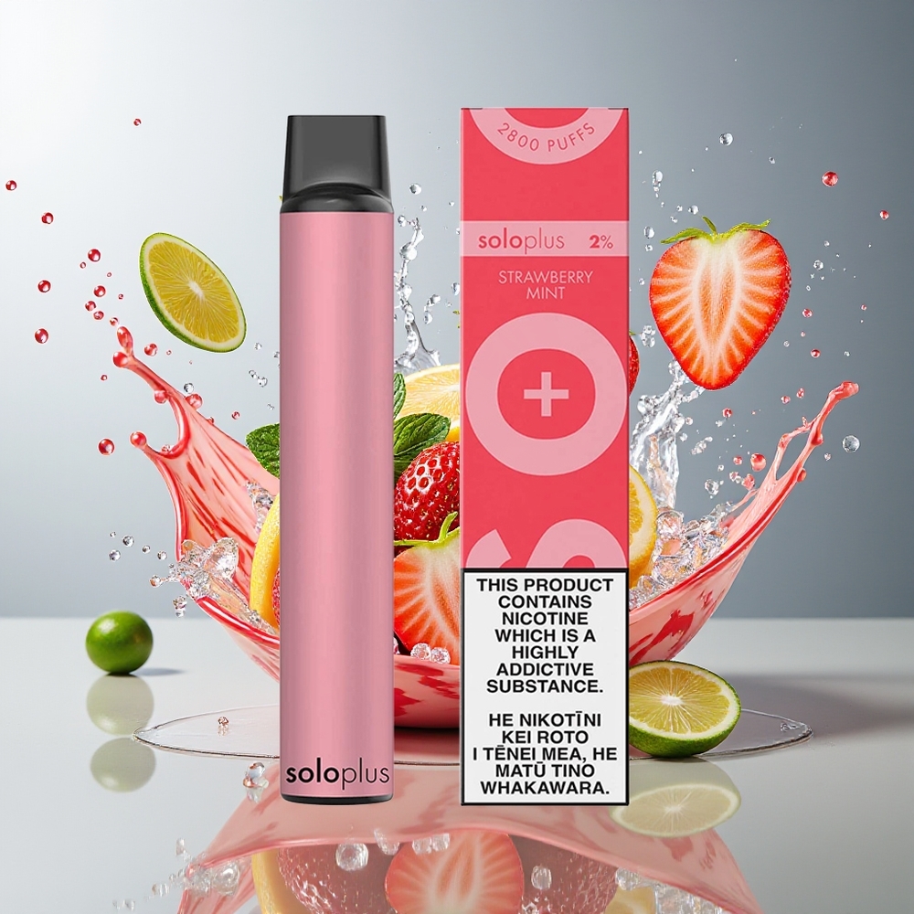 Solo Plus 2800 Puffs Norge Engros Engangs Vape Jordbær Mynte 6.5ml 950mAh Mesh Coil