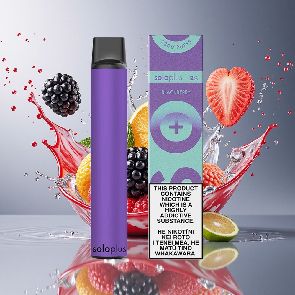 Solo Plus 2800 Puffs Norge Engros Engangsdamper Bjørnebær Mesh Coil 6,5ml 950mAh