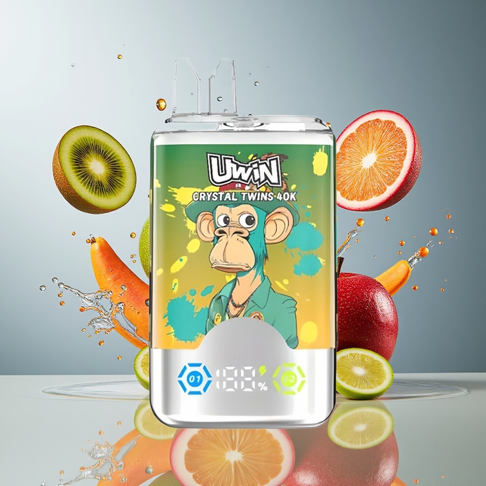 UWIN Crystal Twins 40000 Puffs Norge Engros 32ml 850mAh Type-C Kiwi Pasjonsfrukt Guava To Epler