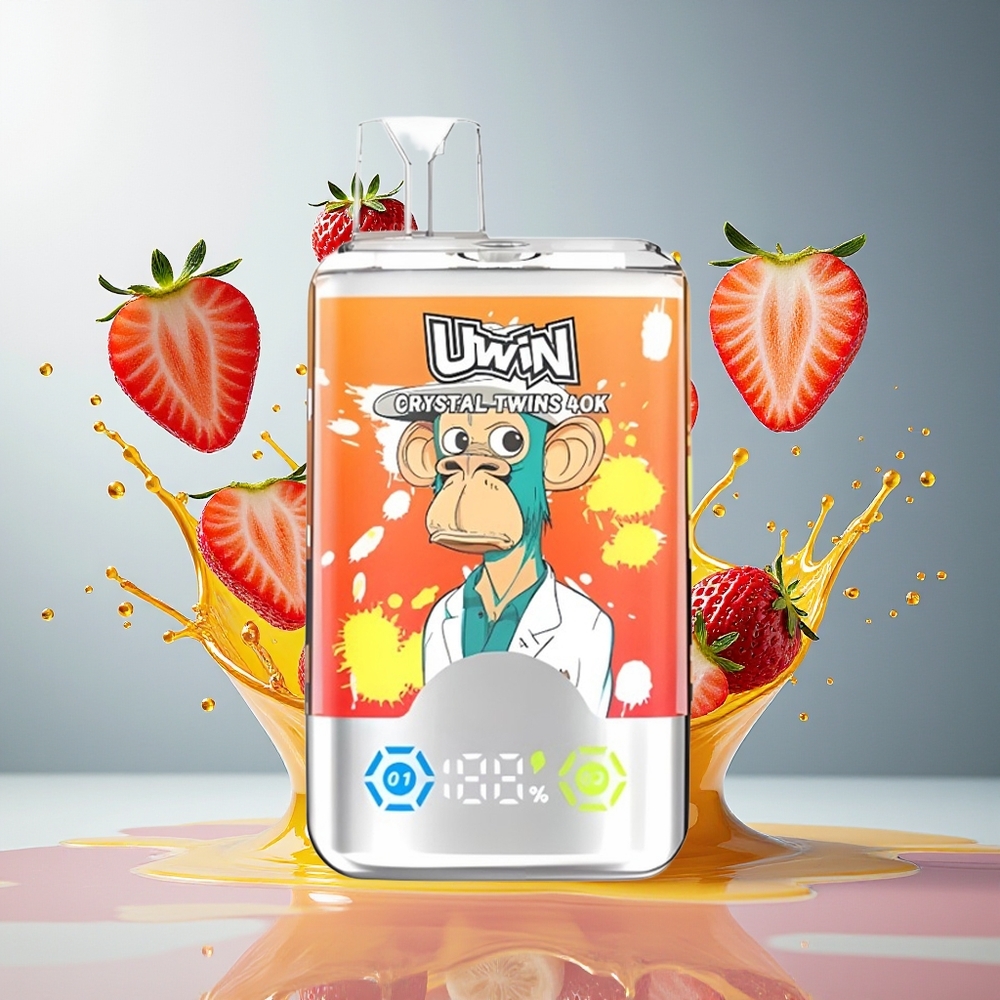 UWIN Crystal Twins 40000 Puffs Norge Engros Jordbær Banan Kjærlighet 66 32ml Type-C 850mAh