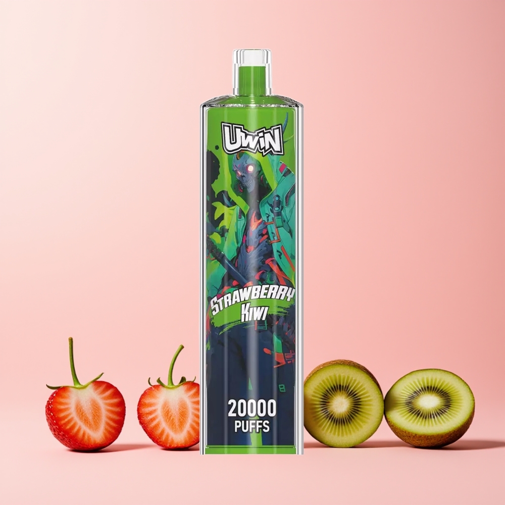 Uwin Shisha Hookah Crystal 20000 Puffs Jordbær Kiwi Norge Engros 0% Nikotin 22ml Type-C Lading