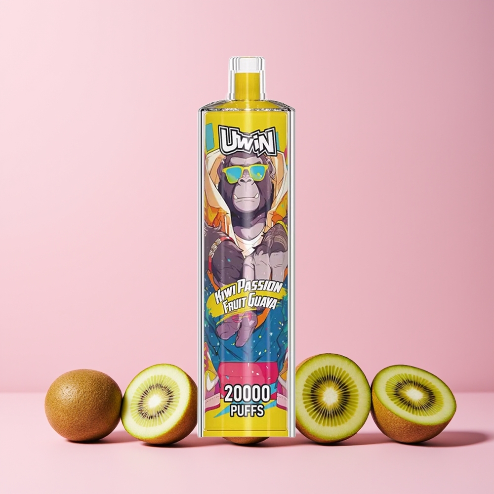Uwin Shisha Hookah Crystal 20000 Puffs Kiwi Pasjonsfrukt Guava Norge Engros Mesh Coil Type-C 22ml