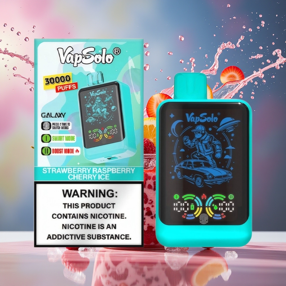 VapSolo GALAXY 30000 Puffs 40ml 850Mah Type-C Norge Engros Jordbær Bringebær Kirsebær Is