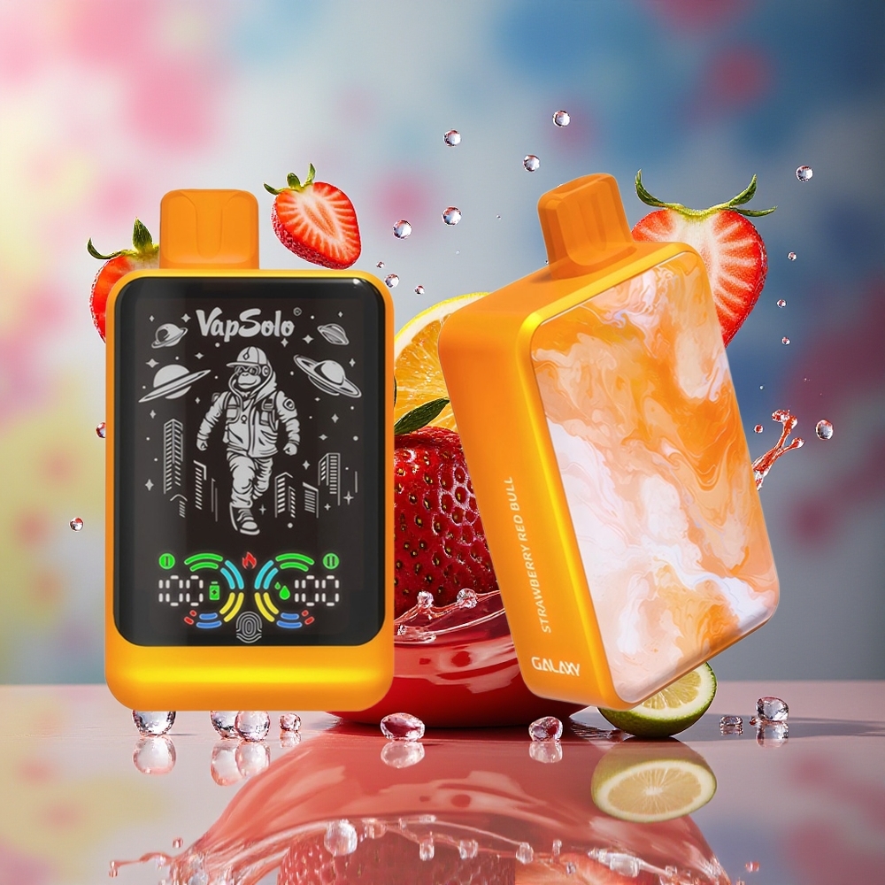VapSolo GALAXY 30000 Puffs 40ml 850mAh Type-C Norge Engros Jordbær Red Bull
