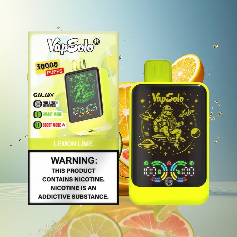 VapSolo GALAXY 30000 Puffs 40ml 850mAh Type-C Norge Engros Sitron Lime