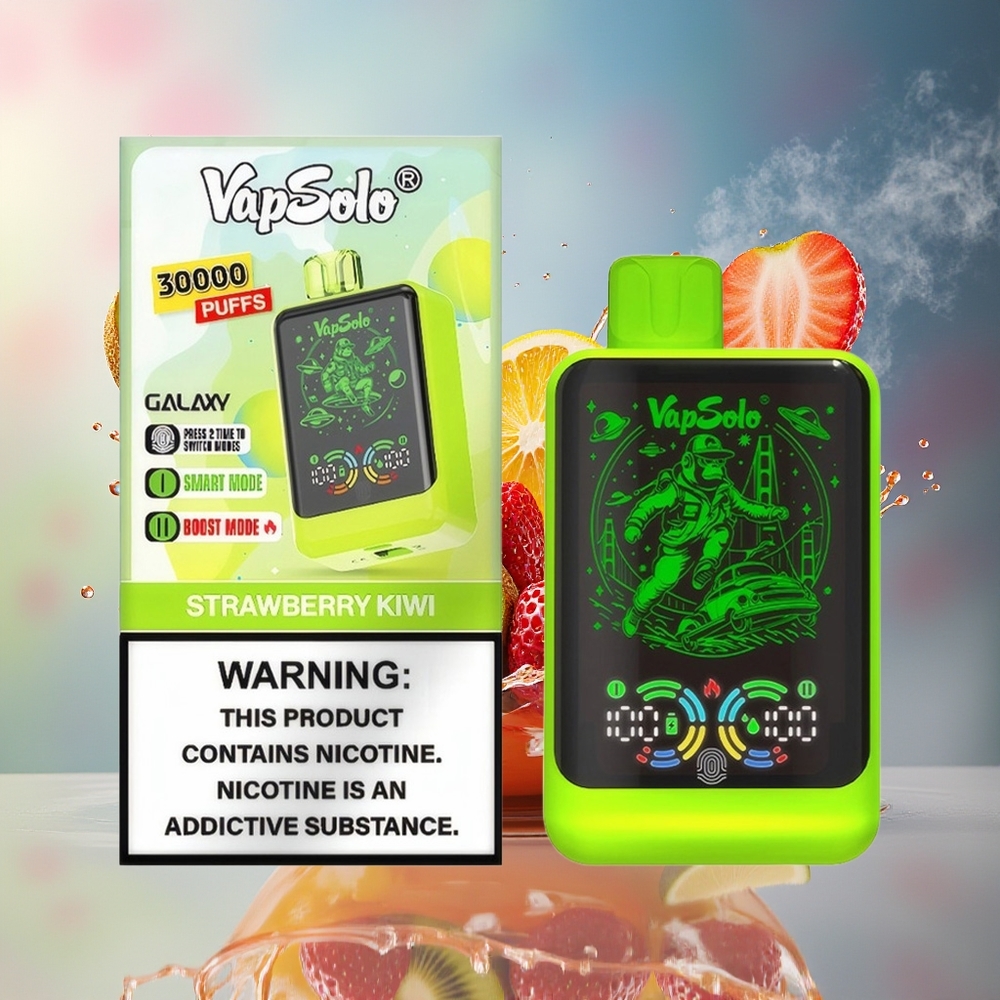 VapSolo GALAXY 30000 Puffs Norge Engros 40ml 850mAh Type-C Jordbær Kiwi