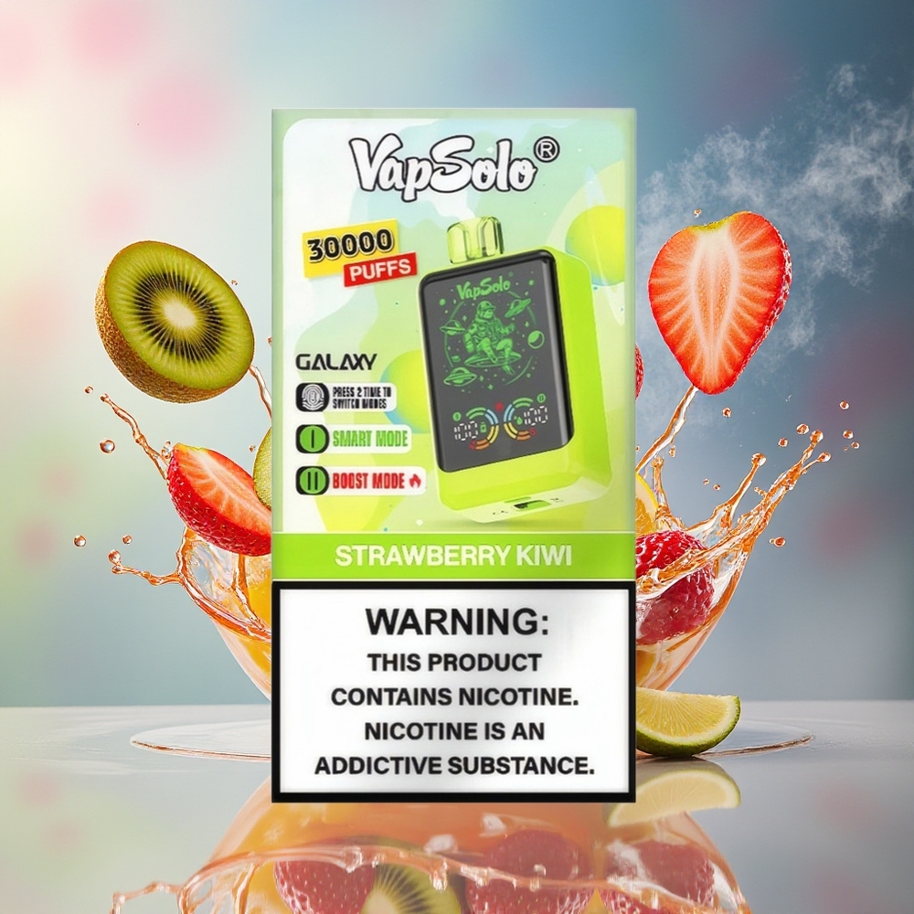 VapSolo GALAXY 30000 Puffs Norge Engros 40ml 850mAh Type-C Jordbær Kiwi