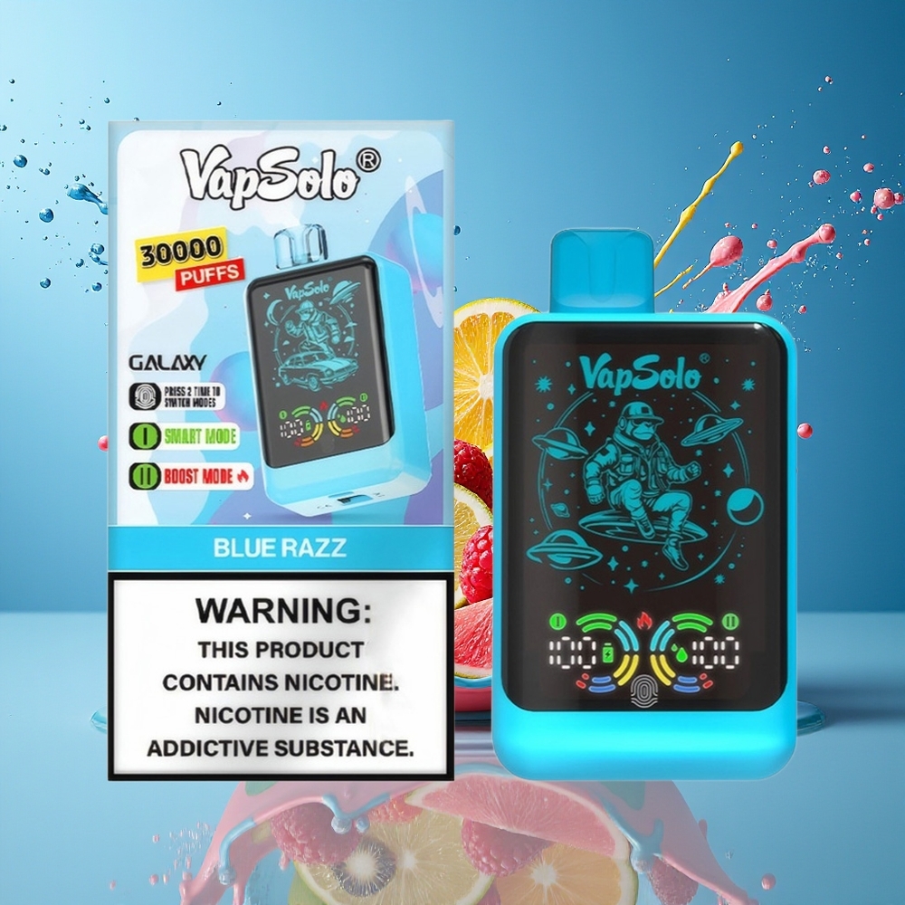 VapSolo GALAXY 30000 Puffs Norge Engros Blå Bringebær 40ml 850mAh Type-C