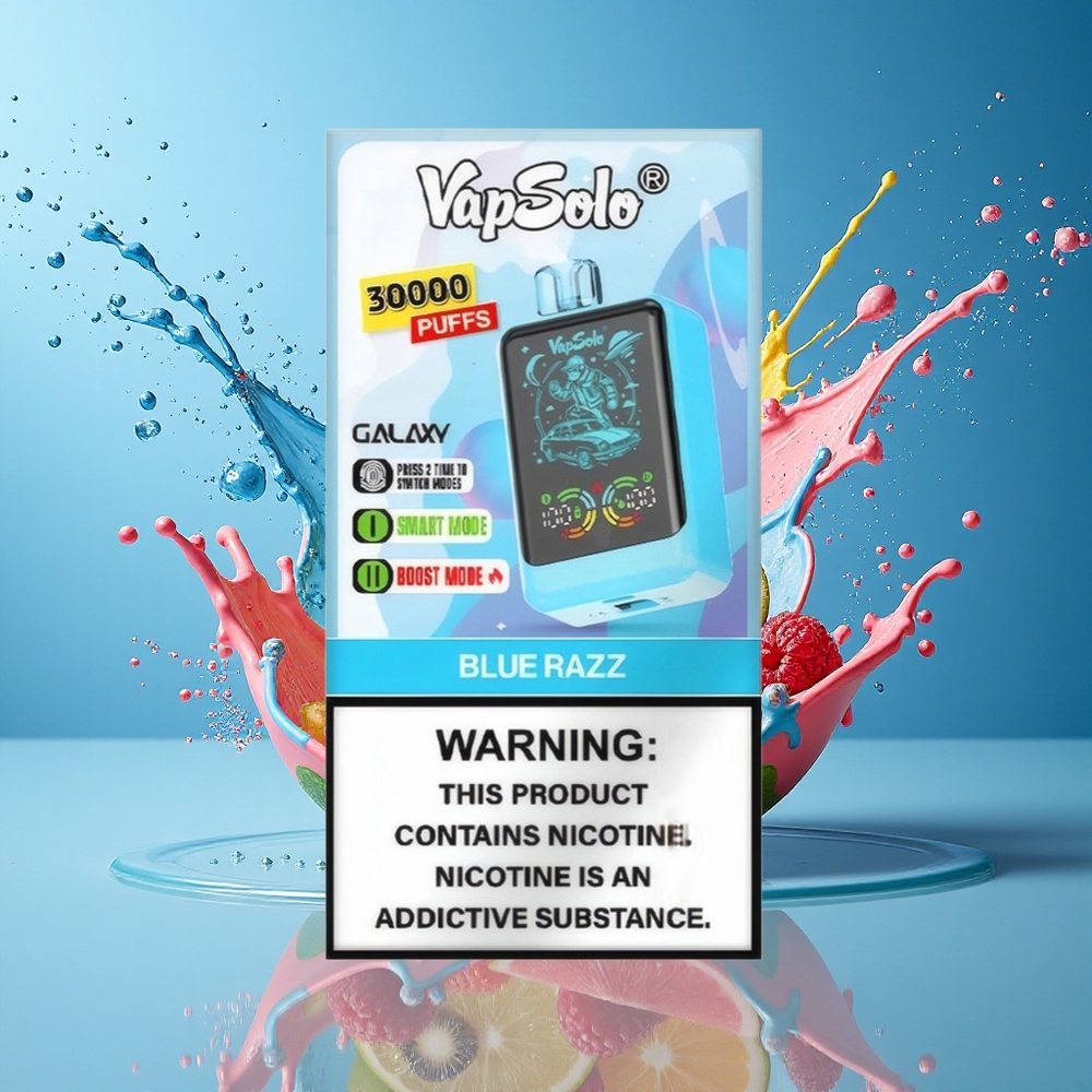 VapSolo GALAXY 30000 Puffs Norge Engros Blå Bringebær 40ml 850mAh Type-C