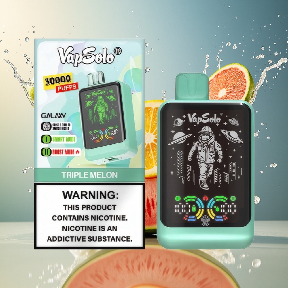 VapSolo GALAXY 30000 Puffs Norge Engros Engangsdamper 850mAh Type-C Trippel Melon