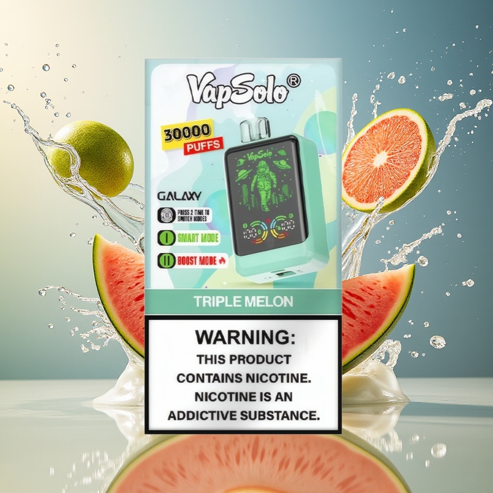 VapSolo GALAXY 30000 Puffs Norge Engros Engangsdamper 850mAh Type-C Trippel Melon