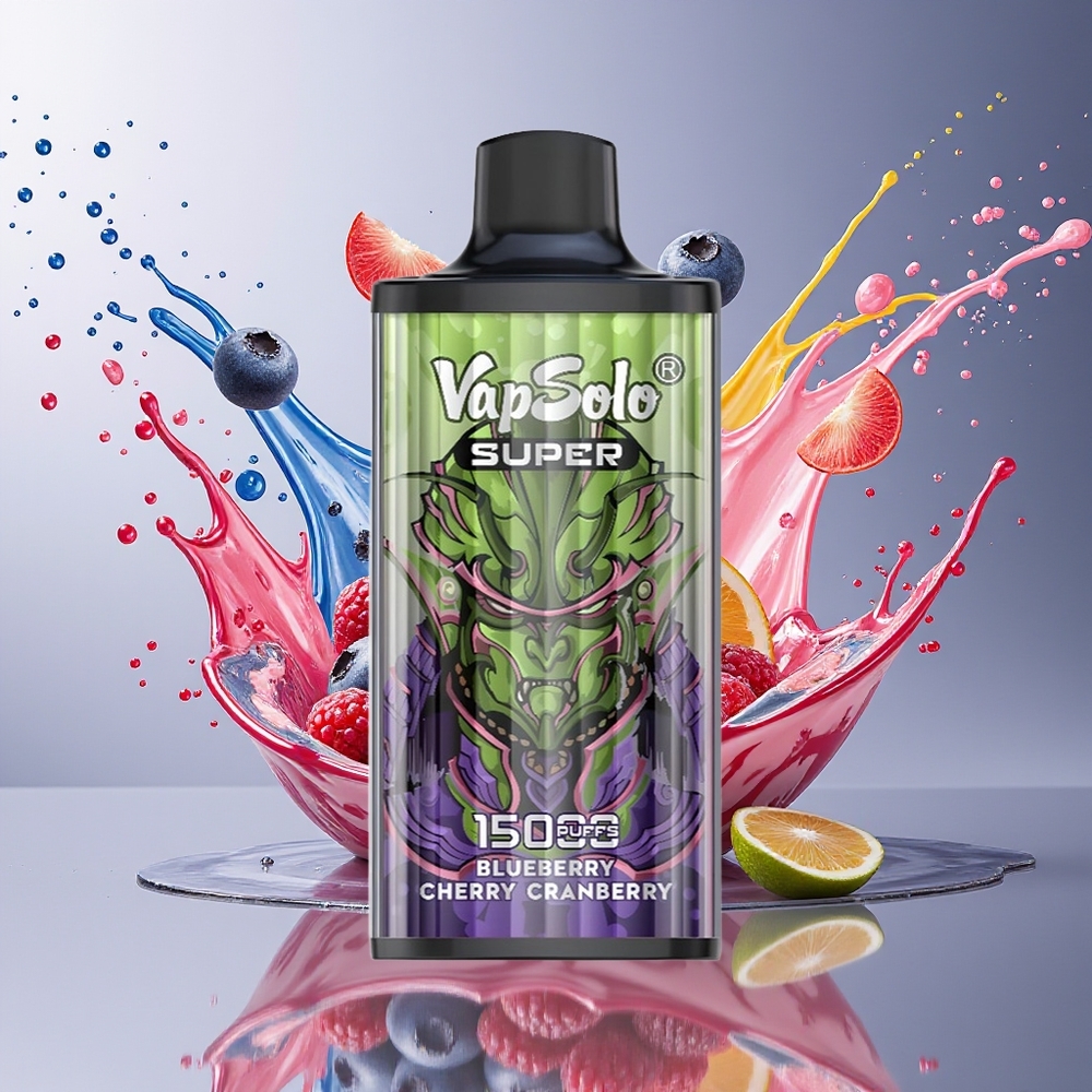 VapSolo Super 15000 Norge Engros 40ml Blåbær Kirsebær Tranebær Type-C 850mAh Mesh Coil
