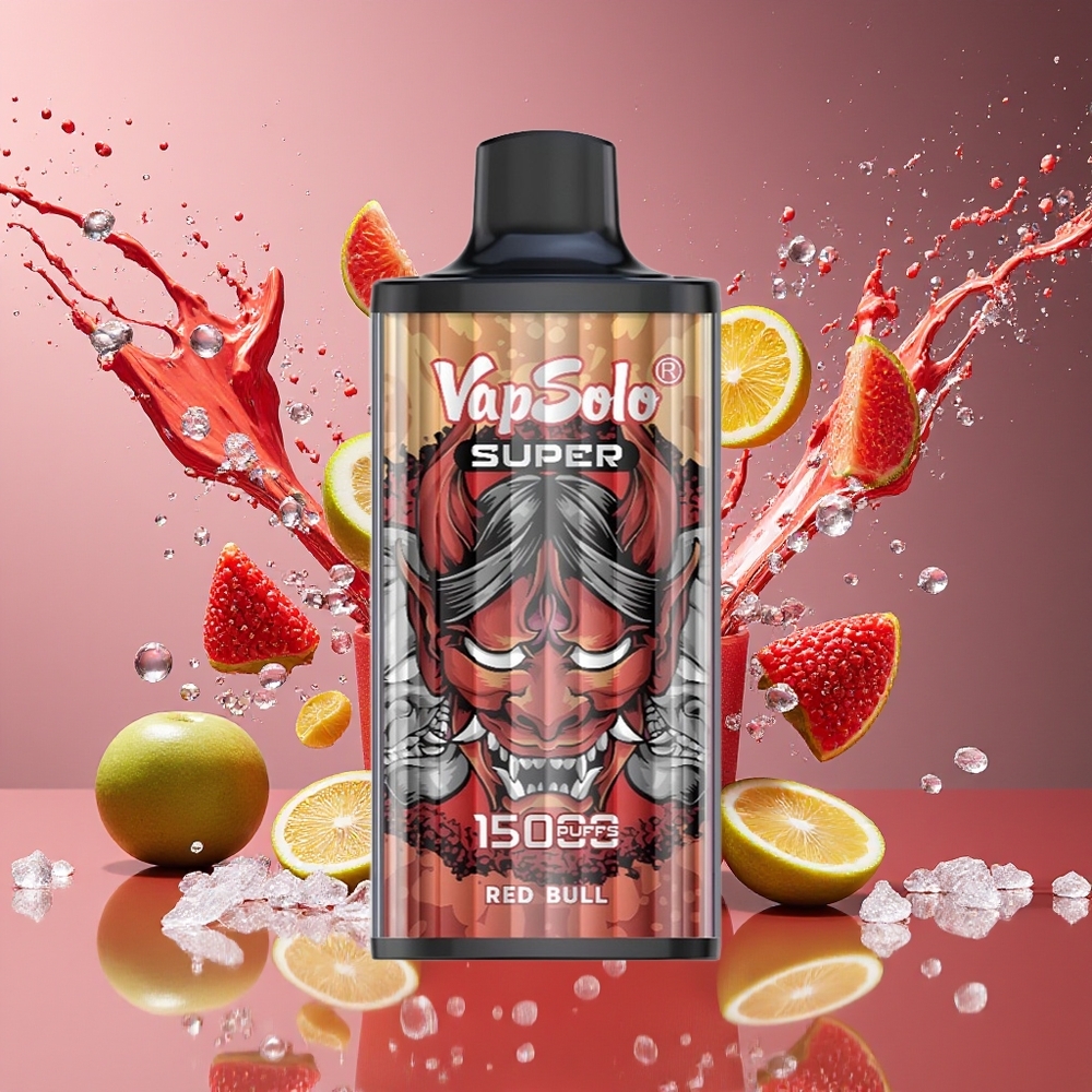 VapSolo Super 15000 Puffs 40ml 850mah Type-C Red Bull Norge Engros