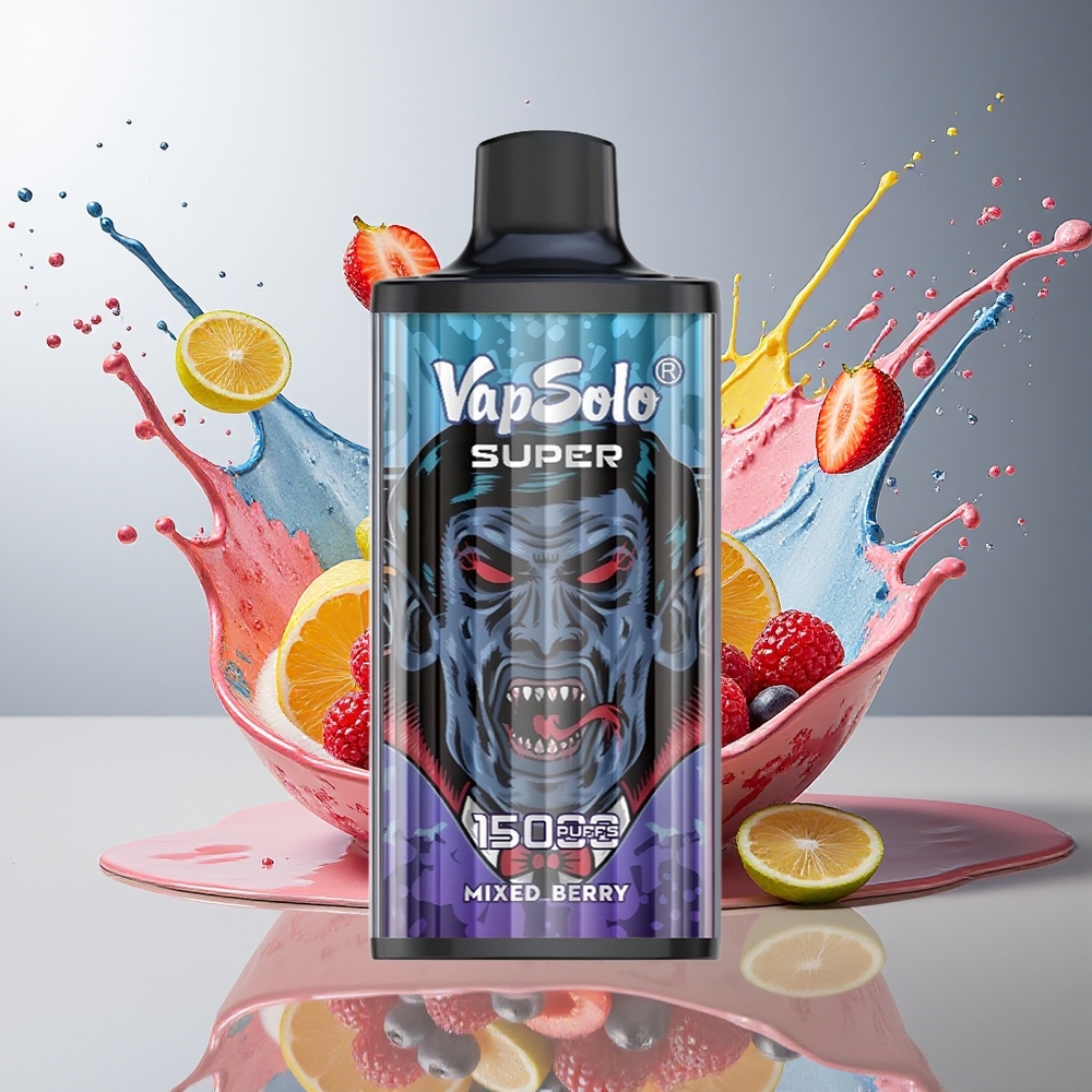 VapSolo Super 15000 Puffs Norge Engros 40ml 850mAh Type-C Blandede Bær
