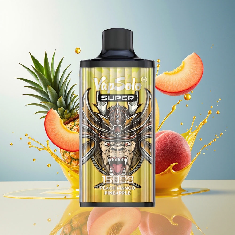 VapSolo Super 15000 Puffs Norge Engros 40ml 850mAh Type-C Fersken Mango Ananas
