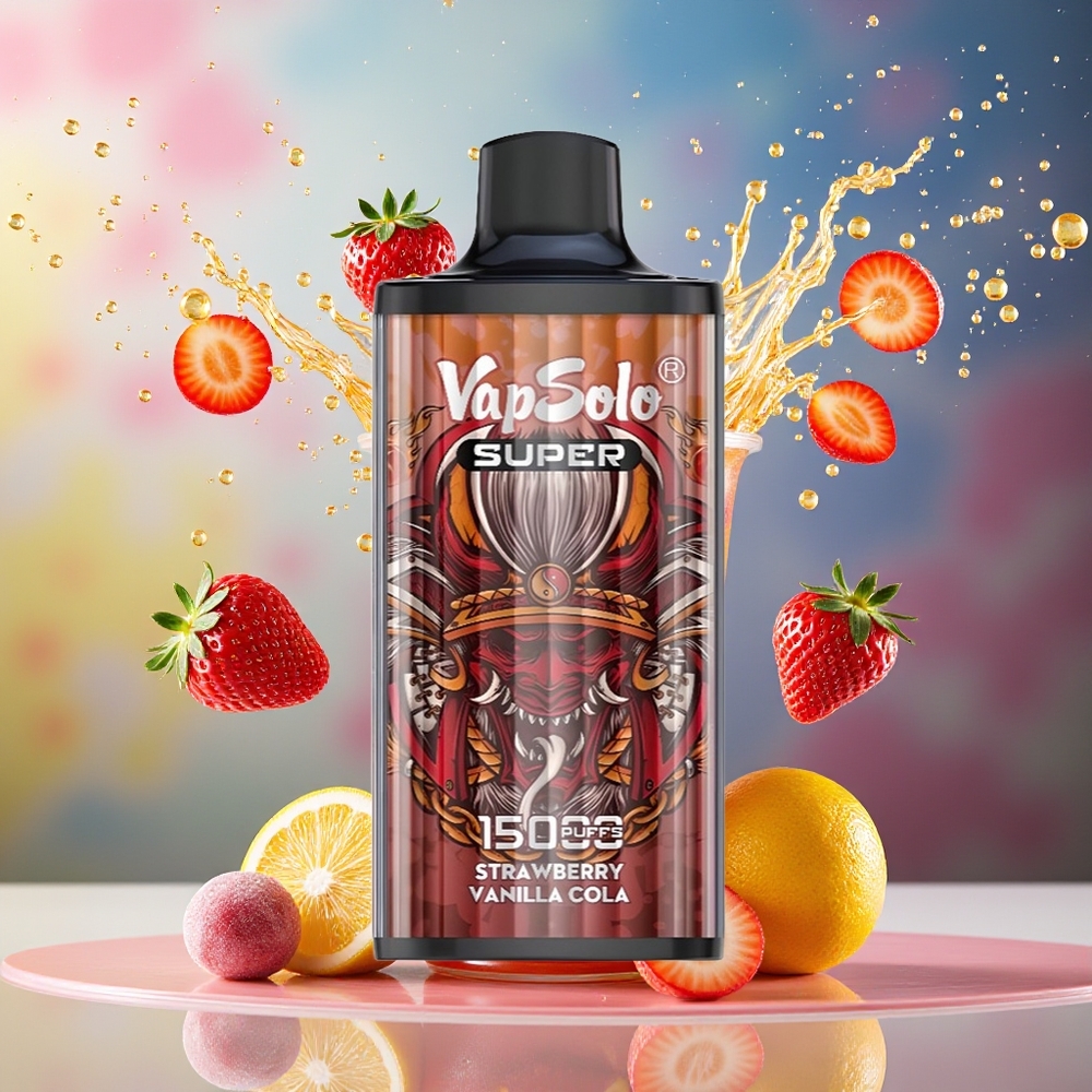 VapSolo Super 15000 Puffs Norge Engros 40ml Jordbær Vanilje Cola 850mah Type-C