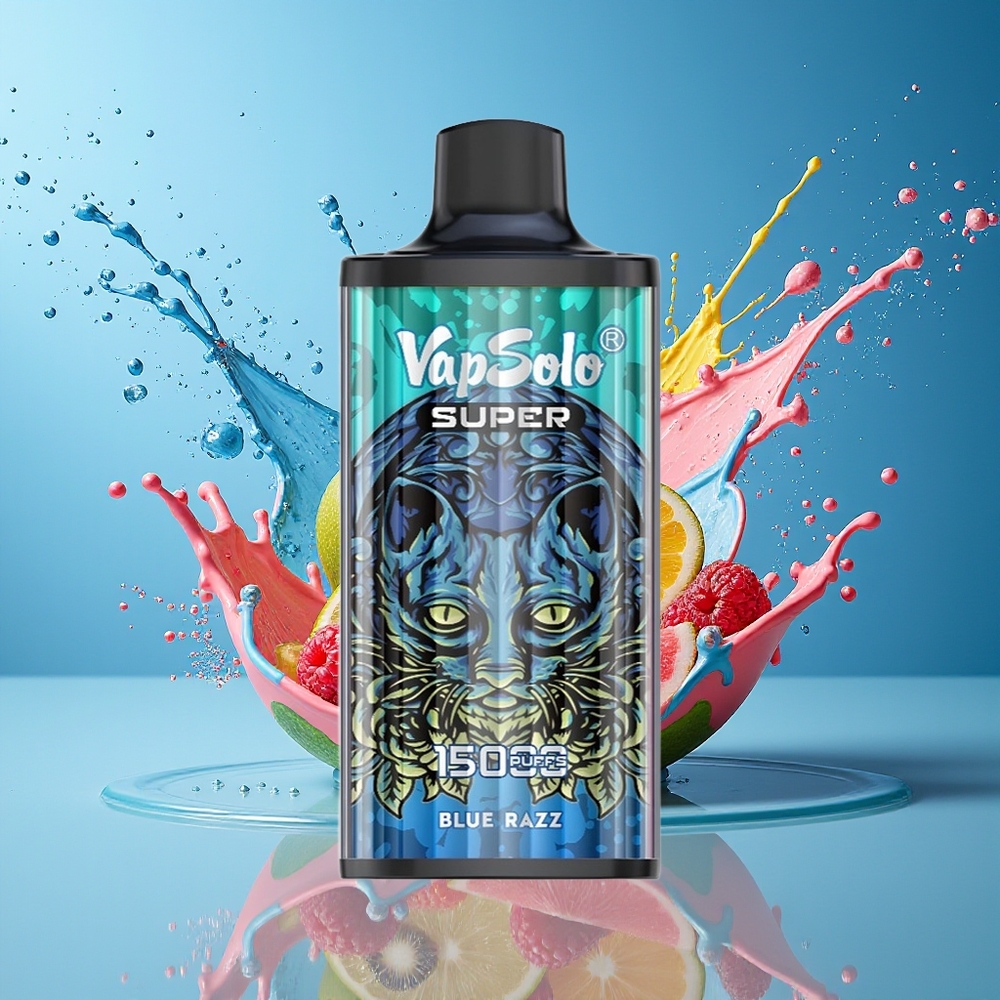 VapSolo Super 15000 Puffs Norge Engros Blå Bringebær 40ml 850mAh Type-C