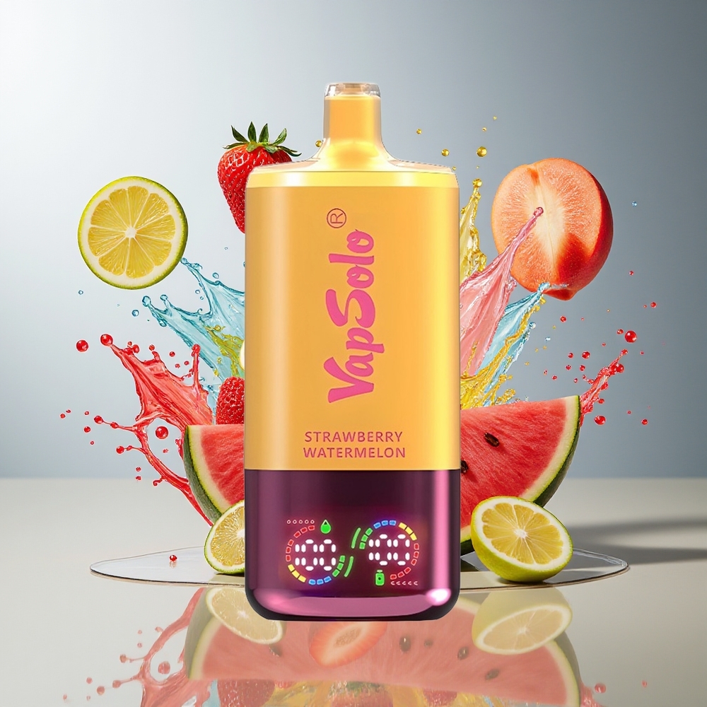 VapSolo Tripe 30000 Norge Engros Jordbær Vannmelon & Sitronsfersken 40ml Type-C