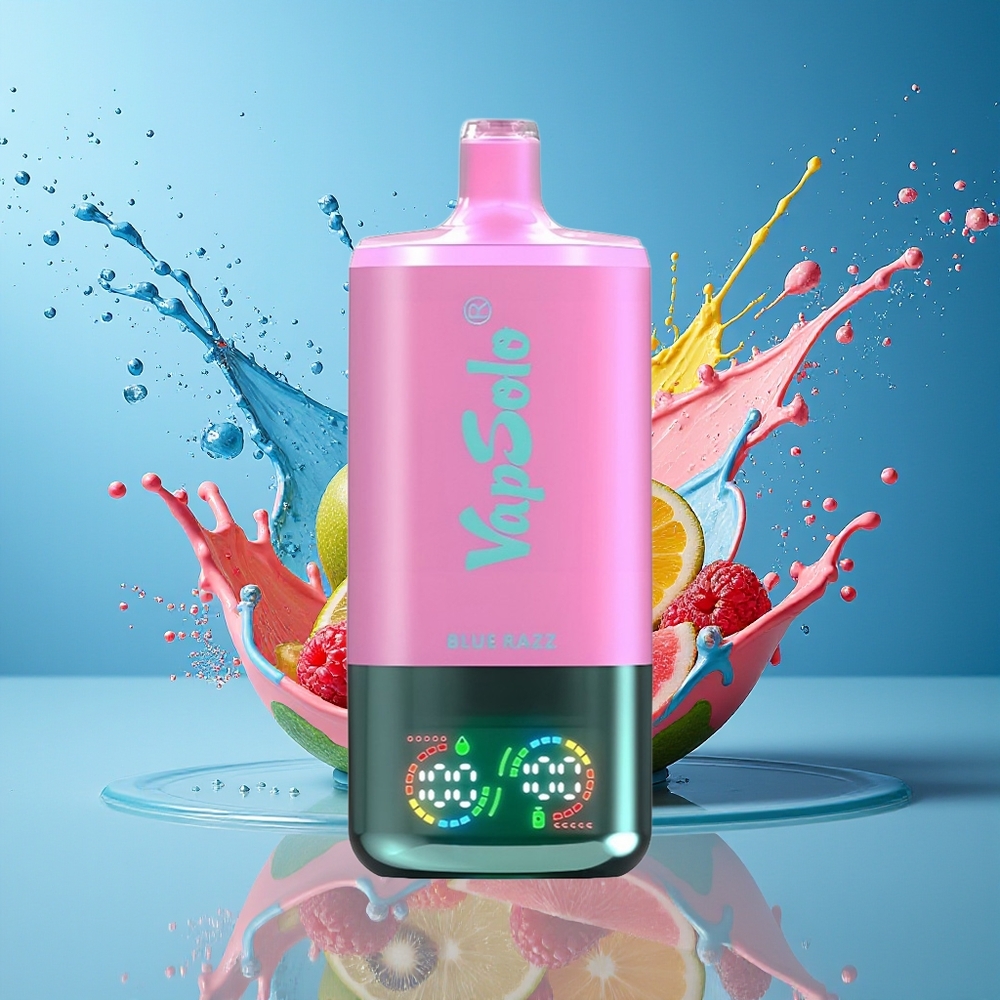 VapSolo Tripe 30000 Puffs 40ml 3-Tank Type-C Blå Bringebær Norge Engros