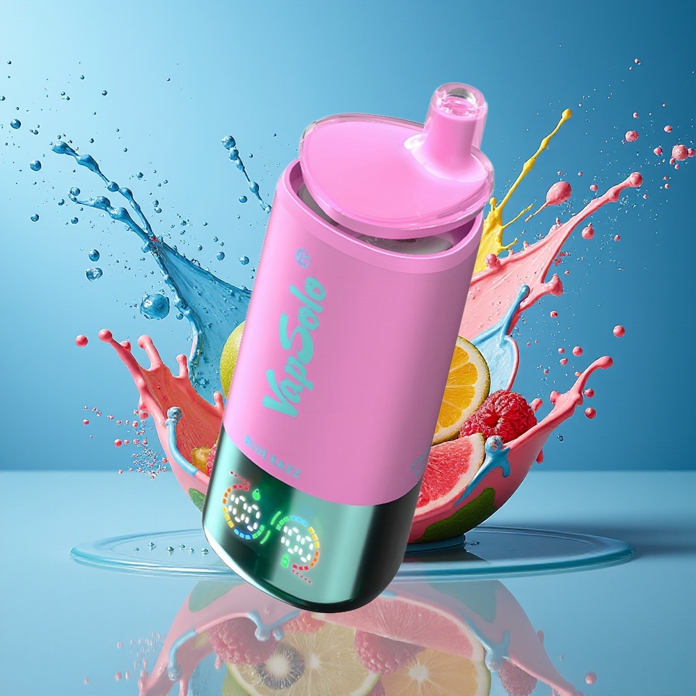 VapSolo Tripe 30000 Puffs 40ml 3-Tank Type-C Blå Bringebær Norge Engros