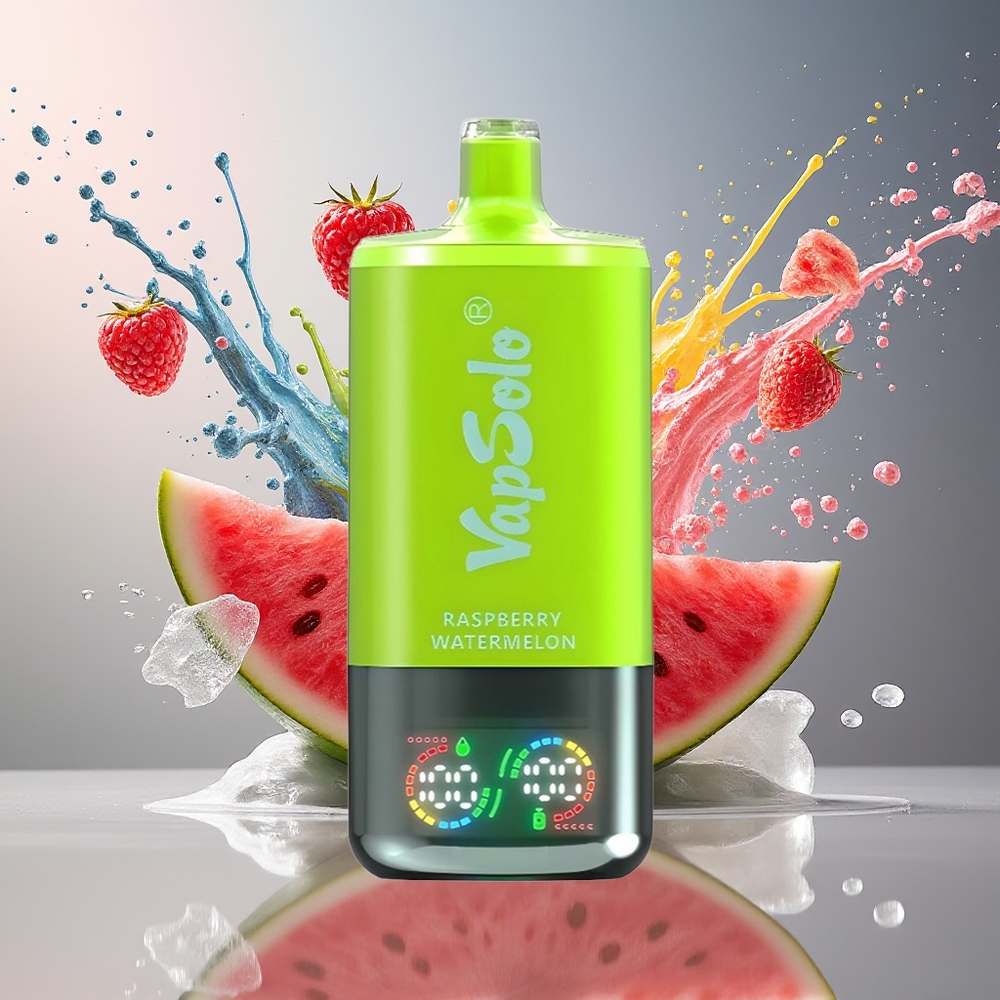 VapSolo Tripe 30000 Puffs 40ml 3-tank Type-C Bringebær Vannmelon Norge Engros