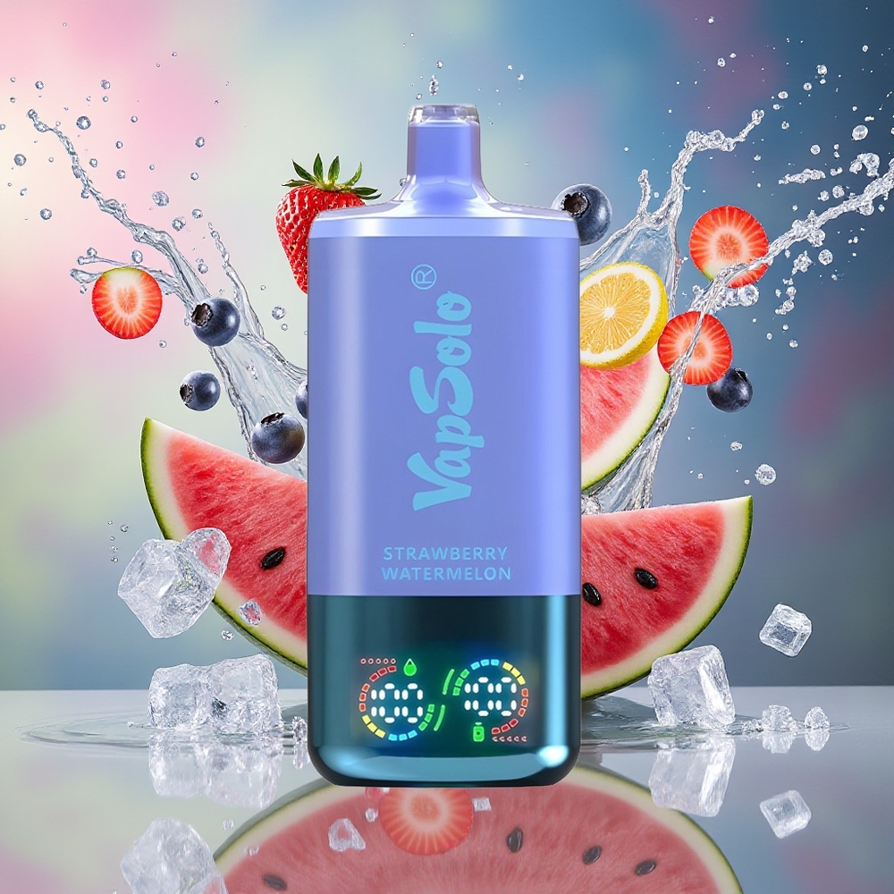 VapSolo Tripe 30000 Puffs Norge Engros 40ml Jordbær Vannmelon & Blåbær Is Type-C 3-tank