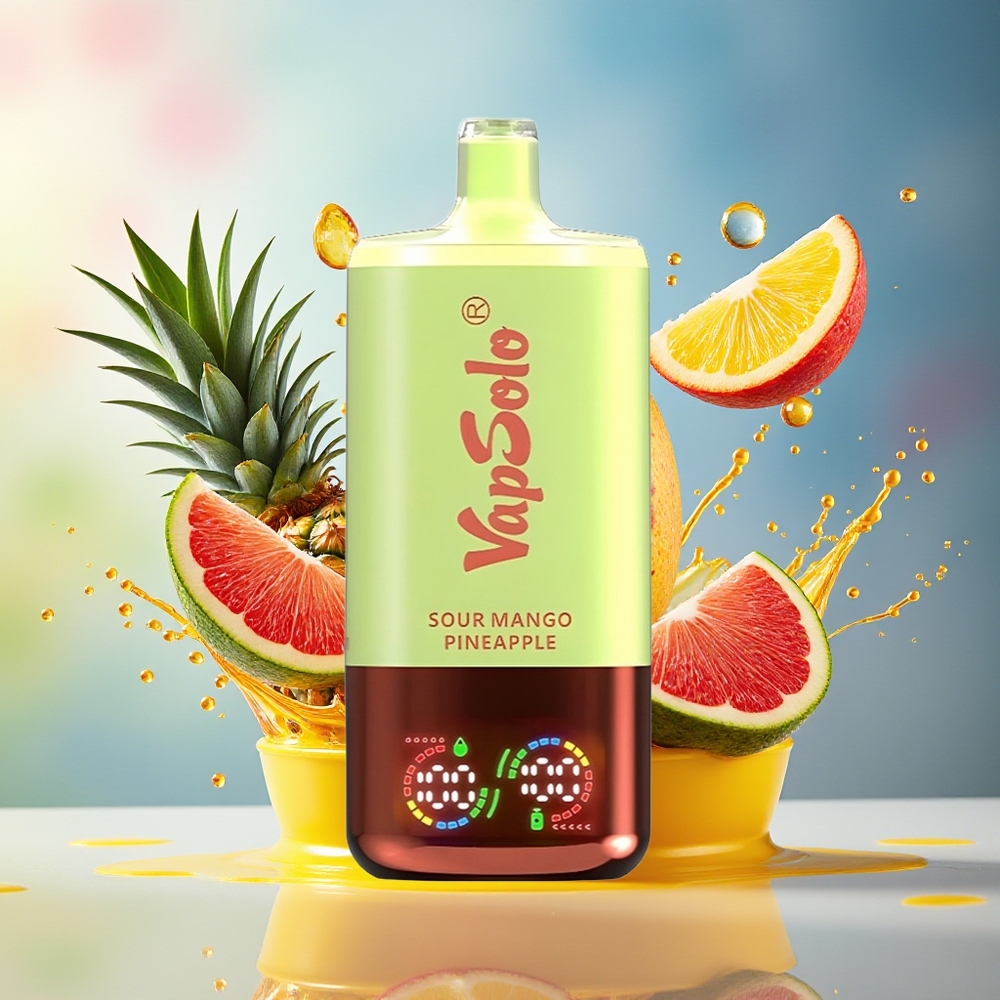 VapSolo Tripe 30000 Puffs Norge Engros Type-C 40ml 20mg/50mg Sur Mango Ananas