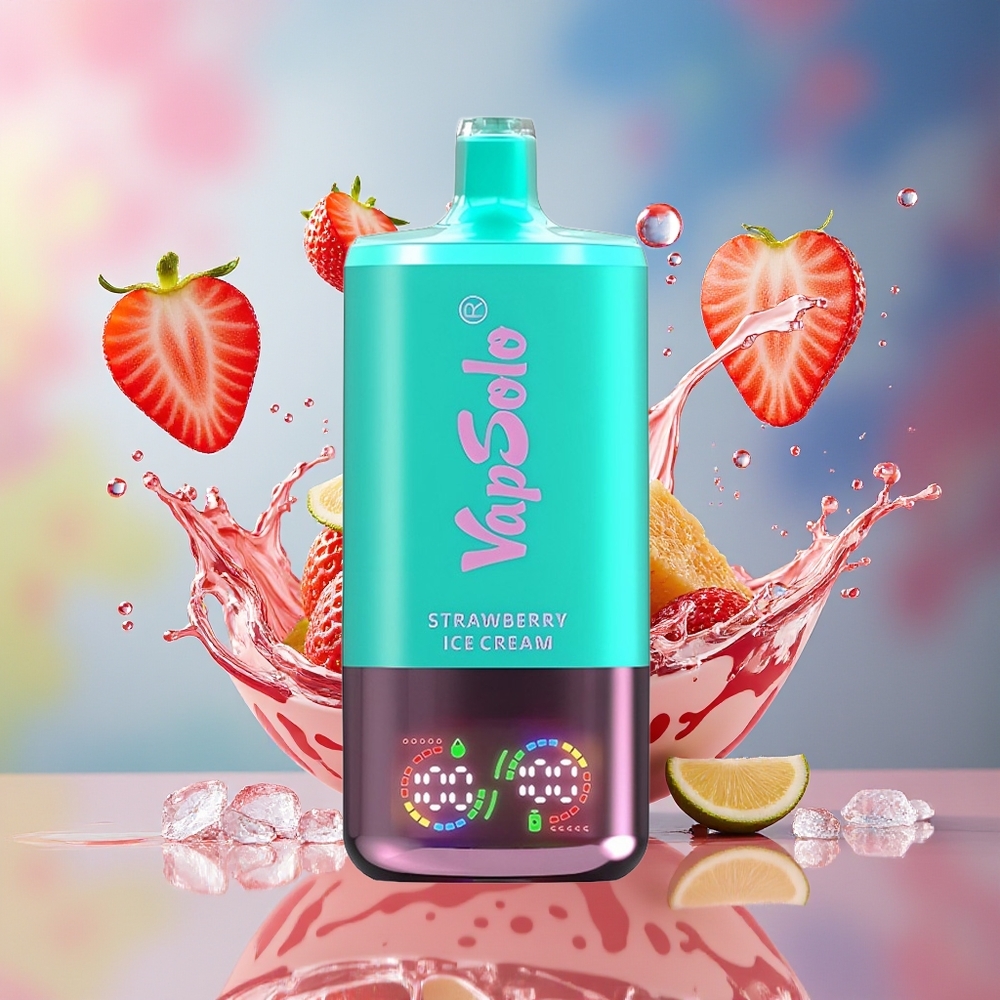 VapSolo Tripe 30000 Puffs Norge Engros Type-C 40ml Jordbær Iskrem