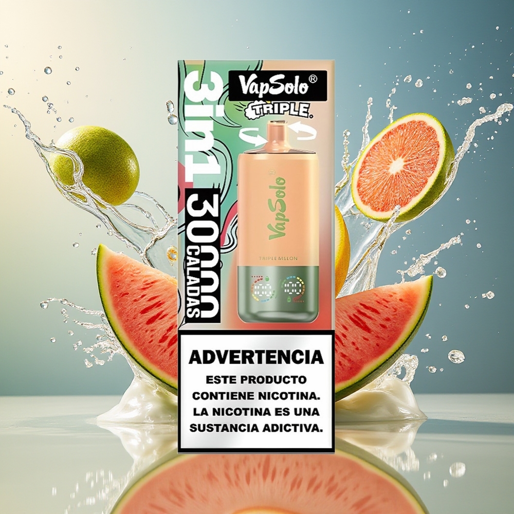 VapSolo Tripe 30000 Puffs Norge Engros Type-C 40ml Tredobbelt Melon
