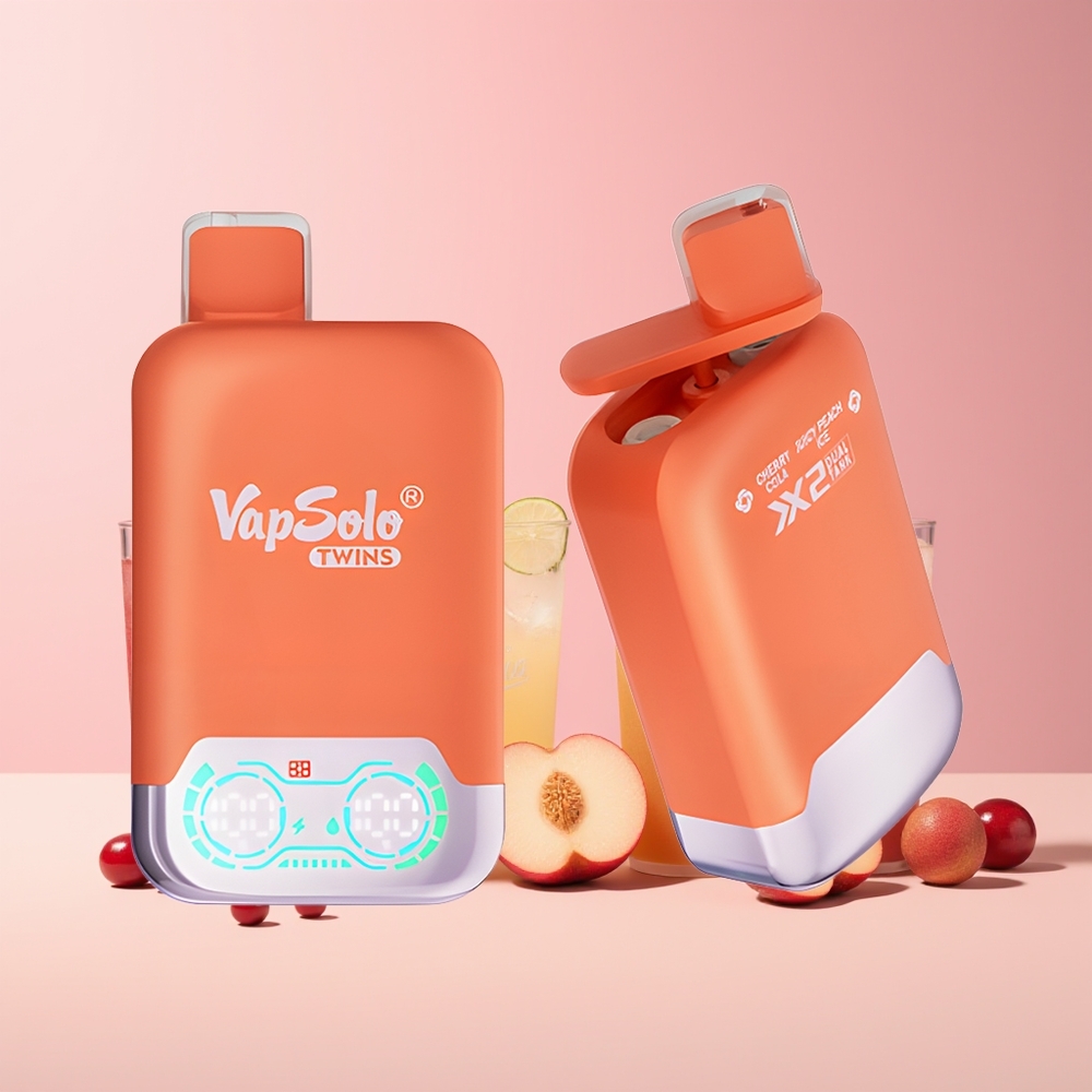 Vapsolo Twins 20000 Norge Engros Type-C 40 ml Kirsebær Cola & Saftig Fersken Is
