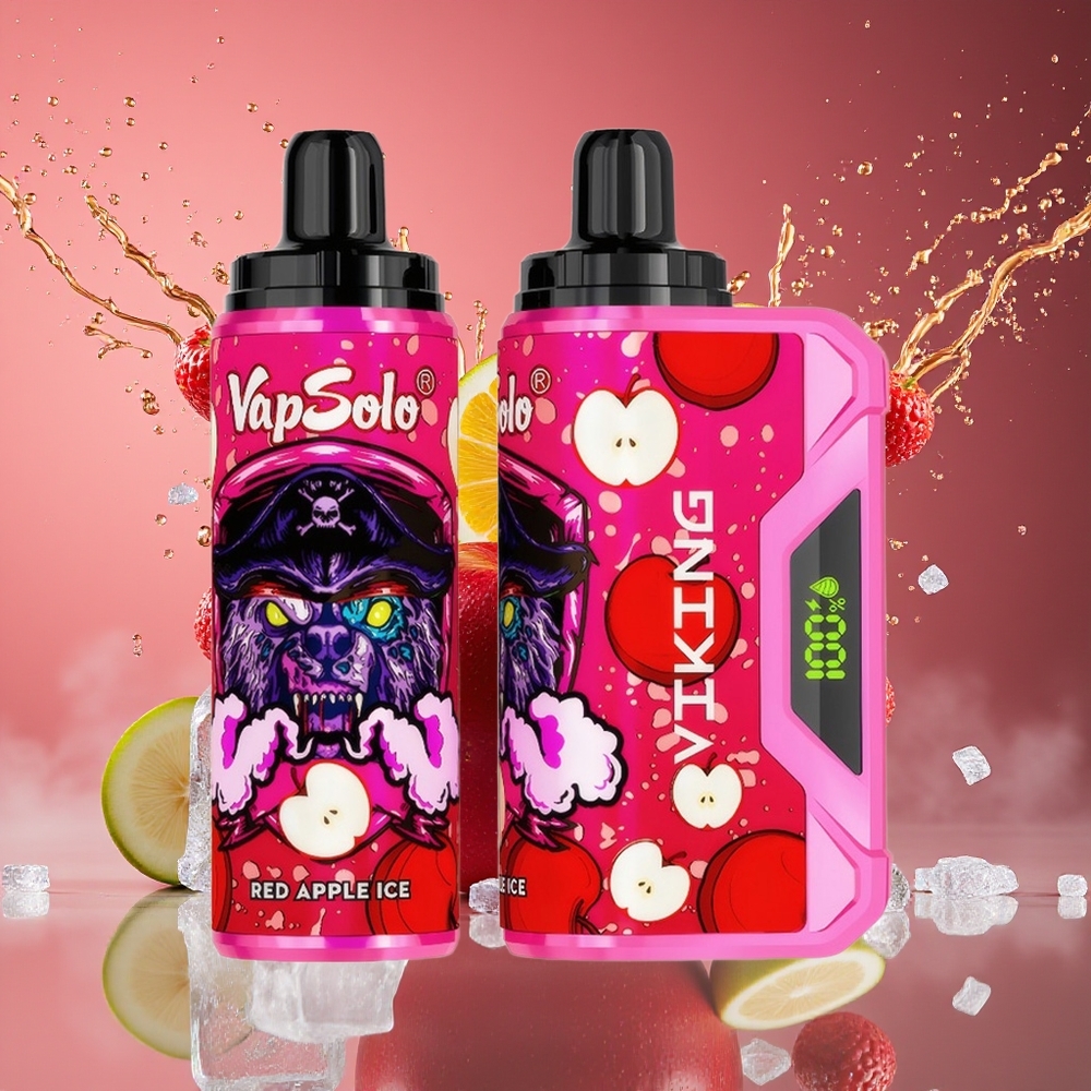 VapSolo VIKING 12000 Puffs Norge Engros 22ml Type-C Rød Eple Is