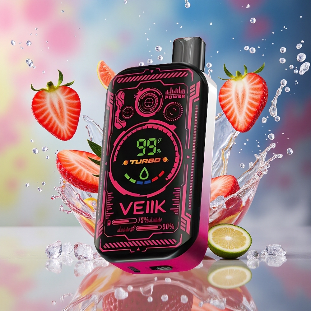 VEIIK SPACE MIST 25000 Puffs Norge Engros Dual Mesh Jordbær Is TFT Skjerm
