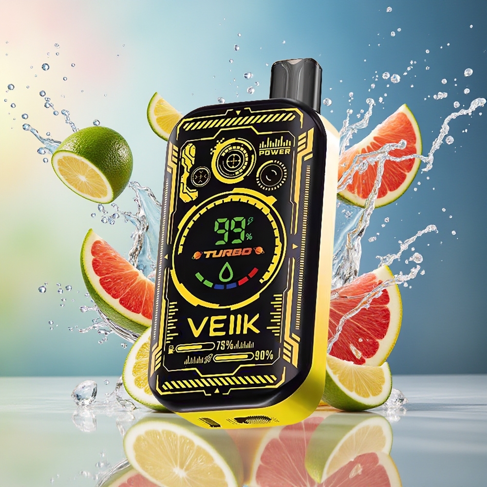 VEIIK SPACE MIST 25000 Puffs Norge Engros TFT Skjerm Dual Mesh Sitron Is