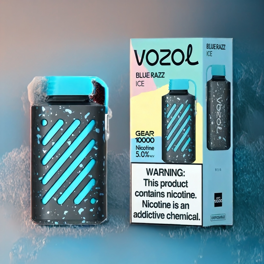 VOZOL GEAR 10000 Engangs Vape Blå Bringebær Is Norge Engros 10000 Puffs 20 ml VAMT Mesh Coil