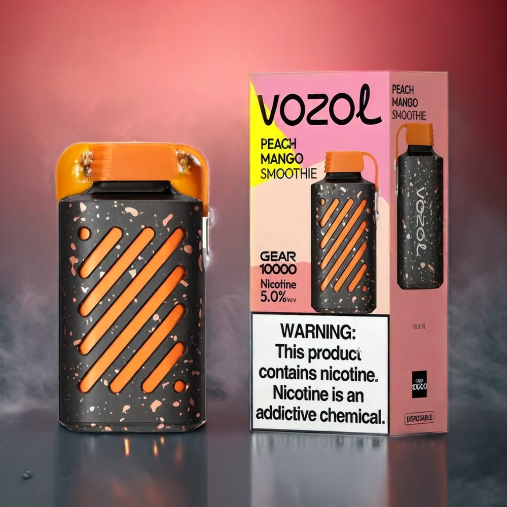 VOZOL GEAR 10000 Norge Engros Fersken Mango Smoothie 20ml VAMT Mesh Coil PCR