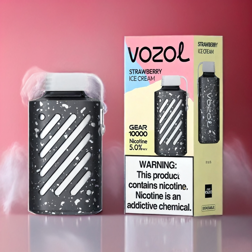 VOZOL GEAR 10000 Norge Engros Jordbær Iskrem 10000 Puffs 20ml VAMT Mesh Coil PCR