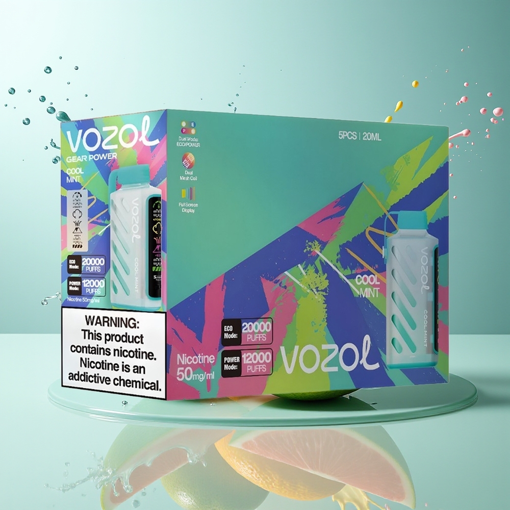 VOZOL Gear Power 20000 Puffs Full Display Dual Mesh Cool Mynte Norge Engros