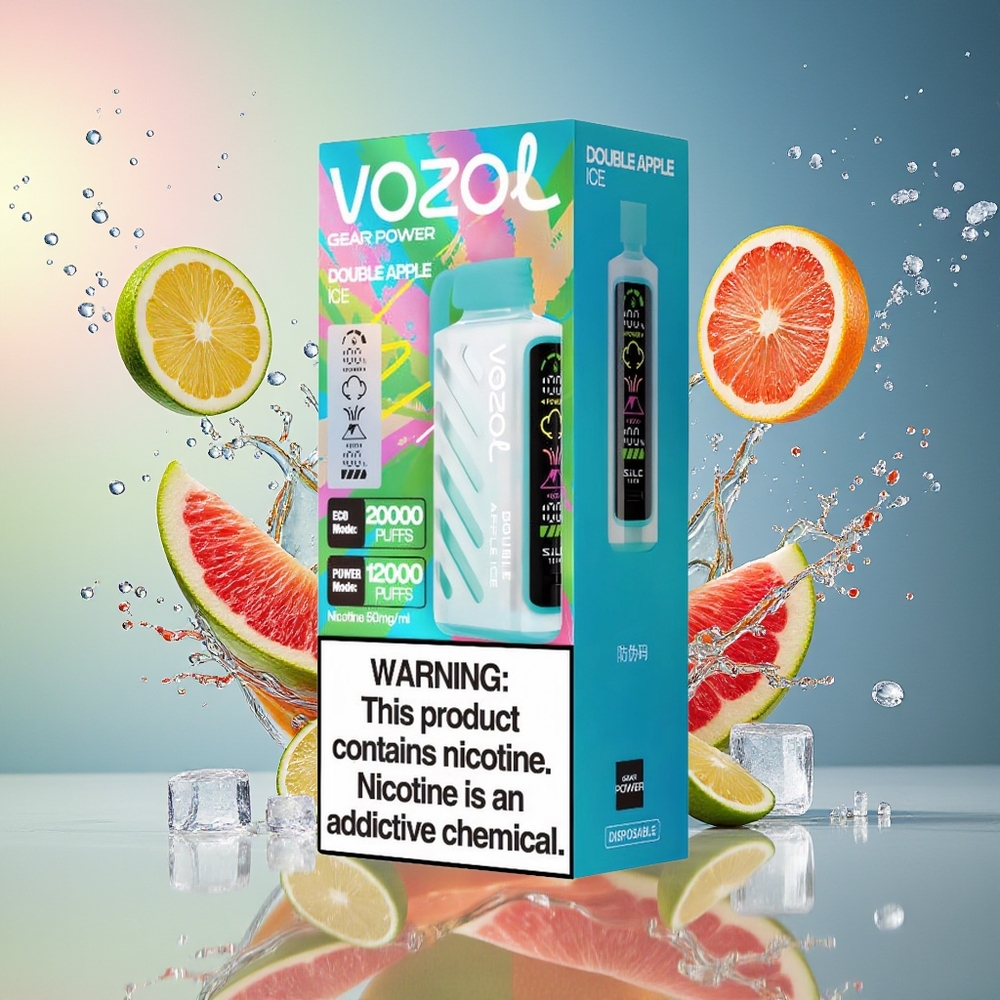 VOZOL Gear Power 20000 Puffs Norge Engros Dobbel Eple Is S.i.L.C. Tech 20mL Dual Mesh