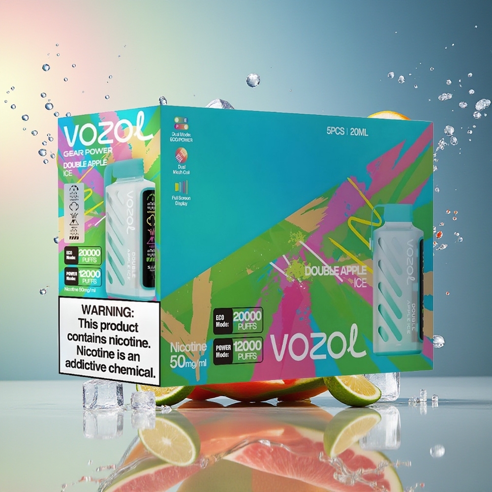 VOZOL Gear Power 20000 Puffs Norge Engros Dobbel Eple Is S.i.L.C. Tech 20mL Dual Mesh